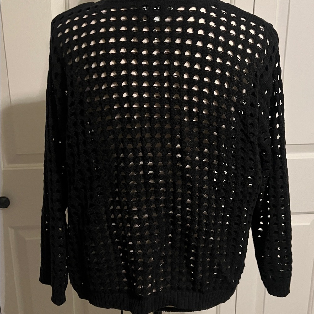 DKNY JEANS, IT CITY OPEN WEAVE CARDIGAN BLK COLOR SIZE L - Picture 6 of 10